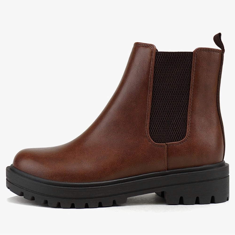 BRAND NEW Brown Leather Booties - Slip on